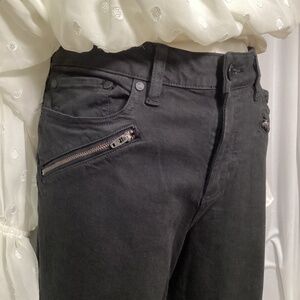 1119. Two by Vince Camuto Black Moto Jeans VGUC Size 31/12